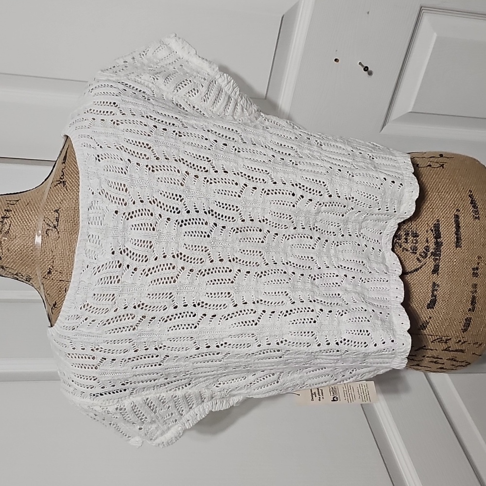 Nwt White Knit Tie-Front Top#500 - Picture 4 of 4